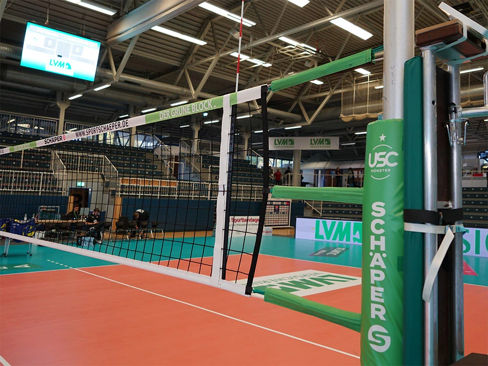 Volejbalová turnajová síť 4 mm PP – DVV 1, 6bodové zavěšení (černá)